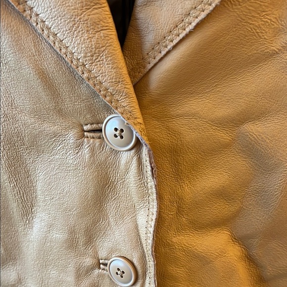 Vintage Tan Leather Women's Jacket-Sz L - Picture 2 of 5